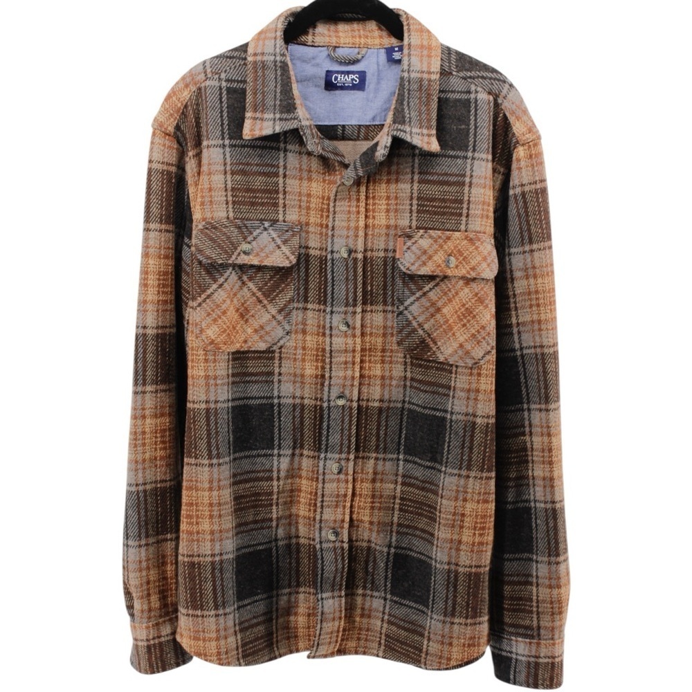 Chaps Plaid Buttonup Comfort Outdoors Camping‎ Lumberjack Flannel Men's Size M - Picture 2 of 8